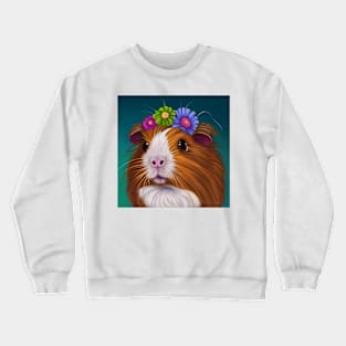 Pretty Guinea Pig With Flowers Crewneck Sweatshirt